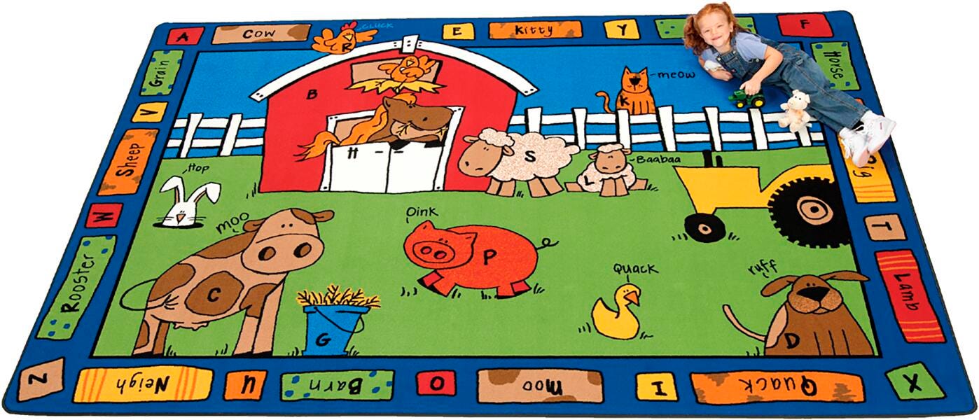 Carpets for Kids Alphabet Farm Rug, 8 Feet 4 Inches x 11 Feet 8 Inches, Rectangle, Multicolored, Item Number 082422